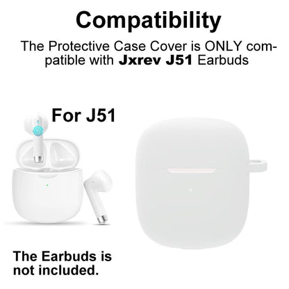 Silicon Case Cover Compatible with Jxrev J51 Wireless Earbuds, Protective Skin with Keychain, with Hole for Charging
