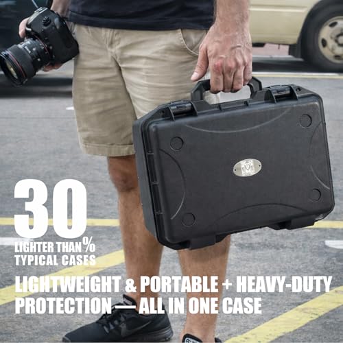 Waterproof Hard Case with Foam 16.5 x 13 x 6.9 Inch, IP67 Hard Storage Case with Customizable Foam Insert, Protective Storage Case for Microphone, Camera, Electronics, Drone, Tools & Equipment - size: 16 inch Pluck Foam