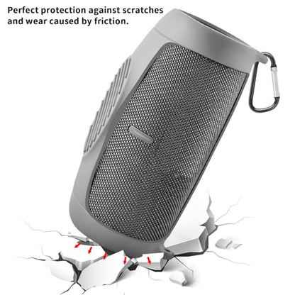 Silicone Case Cover for JBL Charge 5 Portable Bluetooth Speaker | Travel Gel Soft Skin,Waterproof Rubber Carrying Pouch with Strap (Grey) - color: Grey