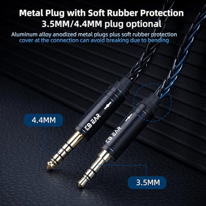 2 Meter Long 2Pin IEM Cable, in Ear Monitor Replacement Earbuds Earphone Cable, KBEAR ST12 Plus 8 Core 4N OFC Silver-plated HiFi Headphone Wire for KZ ZST/AS10/ZS10/ZST-X CCA C10/C12(Grey, 2PIN 3.5MM)