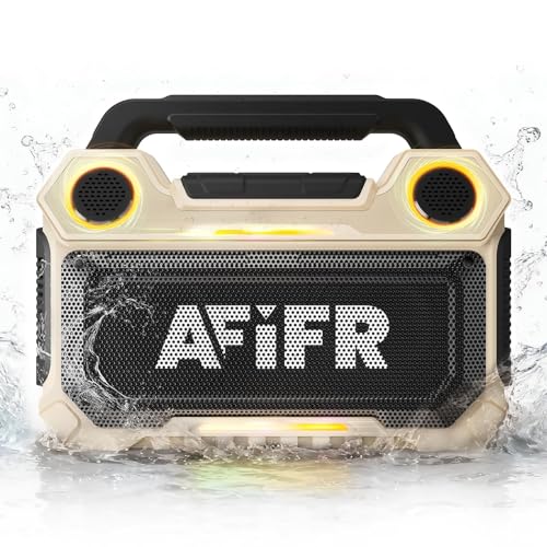 Outdoor Bluetooth Speaker 160W: IP67 Waterproof, 24H, TWS | Rugged portable speaker with deep bass, LED lights, TWS pairing for parties, beach, travel, camping, garage - color: Desert Yellow