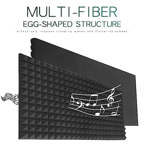 4 Pack Black Acoustic Foam Panels,48x24x2 Inch Sound Proof,High Density Soundproof Wall Panels,Fireproof Cancelling Foam Studio (Black, 4 PCS) - size: 4 PCS
