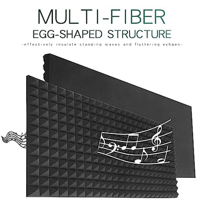 4 Pack Black Acoustic Foam Panels,48x24x2 Inch Sound Proof,High Density Soundproof Wall Panels,Fireproof Cancelling Foam Studio (Black, 4 PCS) - size: 4 PCS