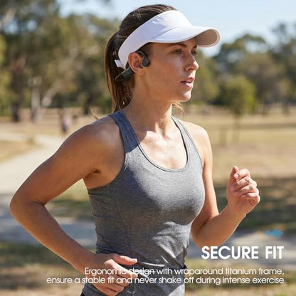 Spinosa Bone Conduction Headphones - Bluetooth 5.4 Open Ear Wireless Headset, 12Hr Battery Life, IPX5 Waterproof - for Sports, Running, Hiking, Cycling - Includes Earplugs