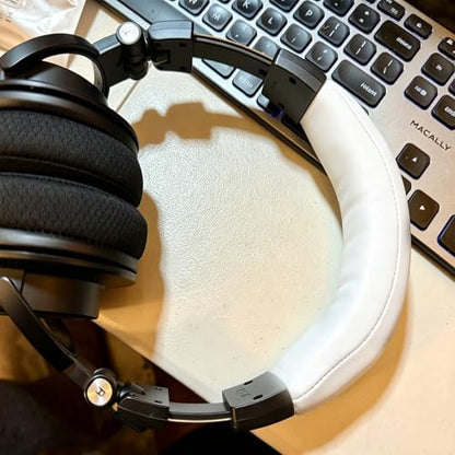 Lukvcoe Headband Replacement Cover for Audio Technica ATH M50, M50X, M50XWH, M50XBT, M50XBT2, M50S/LE Headphones, Cushion Headstrap Pad with Softer Protein Leather, White - color: White