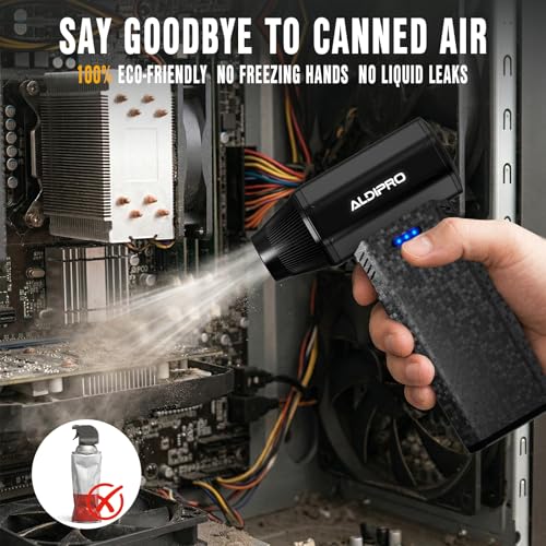 110000 RPM Brushless Compressed Air Duster for Deep PC Keyboard Cleaning | Air Duster with 4 Custom Nozzles for All Electronics, Car Interiors & Any Narrow Crevice, Reusable Canned Air Spray - size: Normal