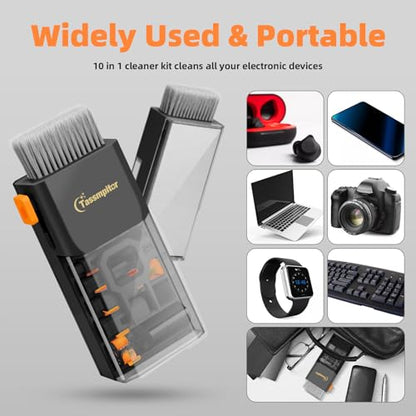 Keyboard Cleaning Kit, All-in-One Laptop & Computer Screen Cleaner, Black | Multi-function Electronic Cleaner, Soft Bristle Brush, Computer Screen-safe Spray, Compact, for MacBook, iPad, iPhone, earbud - color: Black
