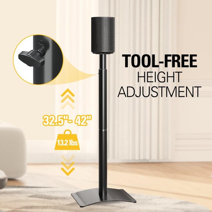 Mounting Dream Speaker Stands for Sonos Era 100, One, One SL, Play:1, Height Adjustable Up to 42", Set of 2 Surround Sound Speaker Stand with Cable Management, 13.2 LBS Loading MD5412 - size: Pair,For Sonos Era 100 Speaker