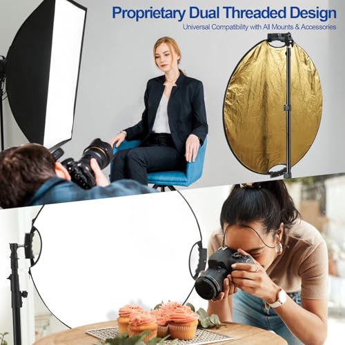 WELLMAKING 32'' Reflector Photography with tilt Adapter for Studio Outdoor | 80cm Light Reflector 5in1, Two 1/4" Grips, Collapsible with Bag High-End Coating Translucent, Silver, Gold, White and Black - size: 32 Inch (80cm)