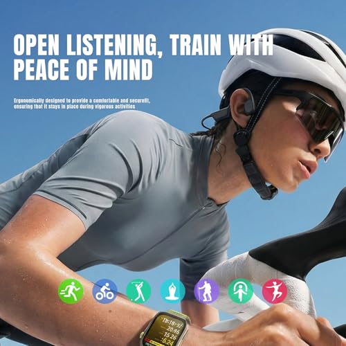 Bone Conduction Headphones for Swimming, Bluetooth 6 Open-Ear Sports Earbuds, Built-in MP3 Player with 32GB Memory, IPX8 Waterproof Swimming Headset，Sporty Black