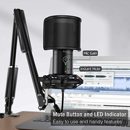 FIFINE T683 USB Microphone Kit with Arm Stand for Podcast, Recording