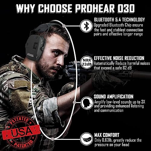 PROHEAR 030 2 Pack Bluetooth 5.4 Electronic Shooting Ear Protection Earmuffs with Foam Ear Pads-Black - style: Bluetooth *2