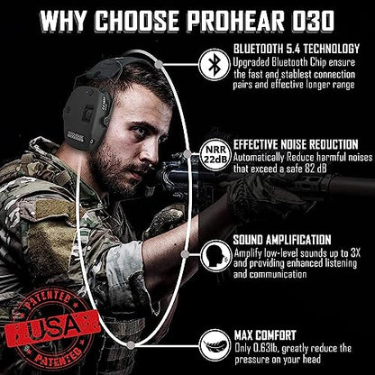 PROHEAR 030 2 Pack Bluetooth 5.4 Electronic Shooting Ear Protection Earmuffs with Foam Ear Pads-Black - style: Bluetooth *2