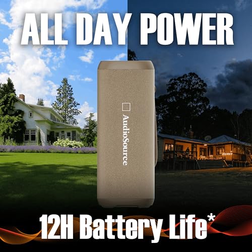 Audiosource Portable Bluetooth Speaker, 30W Loud Sound, Dual Passive Radiators for Deep Bass, Bluetooth 5.4, Auracast Multi-Speaker Pairing, IP67 Waterproof, 200ft Range, 12H Battery (Desert Tan) - color: Desert Tan