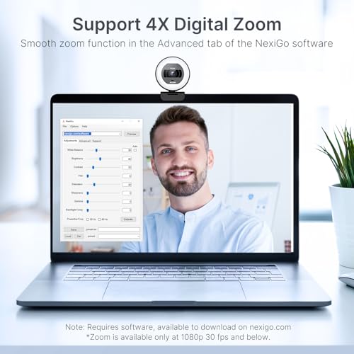 NexiGo N930E Pro, 4K Webcam with Ring Light, PDAF Autofocus, 1080P@60FPS, Dual Noise-Canceling Mics, Built-in Privacy Shutter, Web Cam for Streaming, Meeting, Gaming - style: 4K Webcam with Light