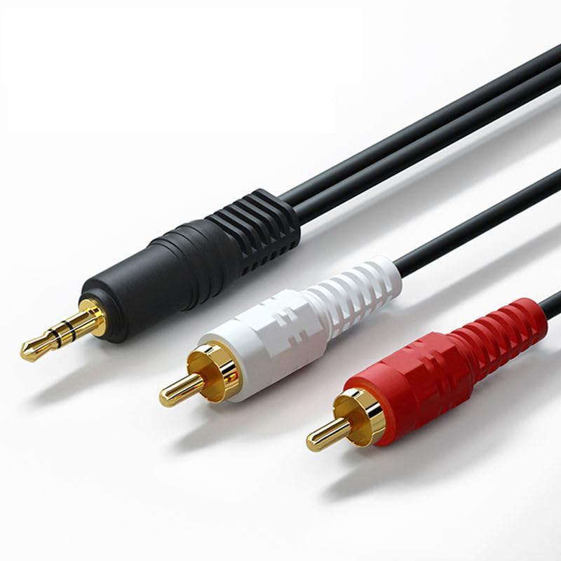 2 Pack Audio Cable 1/8'' 3.5mm TRS Male to 2 RCA Male Stereo Sound Cord for Computer Mp3 Phone Port to Connect Home Theater Audio System Amplifier Speaker 1.5 Meter