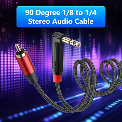 CERRXIAN 1.8M/6FT 6.35mm TRS Stereo Right Angle Male to RCA Male Audio Cable, RCA to 6.35mm Audio Leather Textured Cord,for Electric Guitar, Mixer, Amplifier, Speaker - size: 1.8M / 6FT