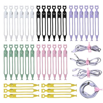 Cord Organizer,36PCS Silicone Cable Ties,Reusable Weatherproof Travel Cable Organizer,High Elasticity Wraps for Bundling Earphone,Phone Charger,Computer Cords,Wire Straps in Home,Office,Kitchen,School - style: Style 1