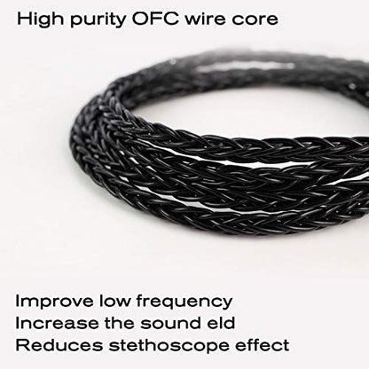 JCALLY Headphone Cable, Replacement wire Oxygen-Free Copper Upgrade 5N OFC Headphone Wire 8 Shares 0.78mm 2pin connector Earphone 3.5mm Wire with Microphone iem cable with microphone (Black 0.78mm) - size: Black 0.78mm