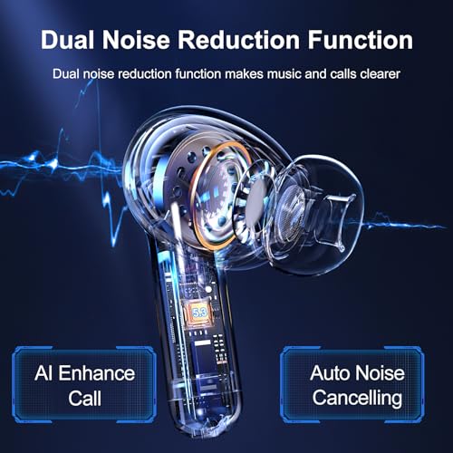 Ear buds, Wireless Earbuds, 56Hrs, BT5.3 Headphones, ENC, IPX7 for iPhone | Bluetooth 5.3, Hi-Fi Stereo Deep Bass, 4 ENC Noise Cancelling Headphones Mics, Ear Buds for iPhone Android Phones Laptop