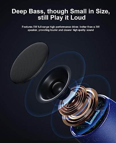 comiso Portable Bluetooth Speaker, Small Speaker, IP67 Waterproof,Rich Bass - color: Navy blue