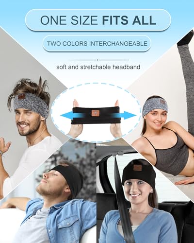 2-Pack Sleeping Headphones, Headband Headphones with Thin Speakers - color: Gray&Pattern Black