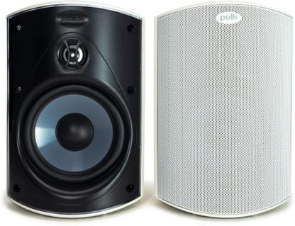Polk Audio Atrium 4 Outdoor Speakers with Powerful Bass (Pair, White), All-Weather Durability, Broad Sound Coverage, Speed-Lock Mounting System (Pack of 6) - color: White, size: 6 Speakers, style: Atrium 4