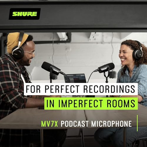 Shure MV7X XLR Podcast Microphone with XLR Cable - Dynamic Mic for Podcasting & Vocal Recording, Voice-Isolating Technology, All Metal Construction, Mic Stand Compatible, Optimized Frequency - Black