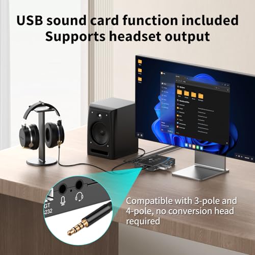 eKL USB 3.0 Switch 4 Computers Sharing USB Peripherals, 4 Port USB Switcher Sharing Mouse Keyboard Scanner Printer, with 3.5mm Headset Jack Audio Out, Includes 4 USB 3.0 Cables and Remote - size: USB3.0 4 in 4 out with desktop controller