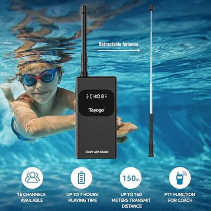 Swimming Headphones Bone Conduction Open Ear Swim with Your Stream APP | IPX8 Waterproof, Bluetooth 5.4, FM Radio, No Need to Download Music, Support Spotify, Waterproof Mic, Open-Ear Design - color: Red