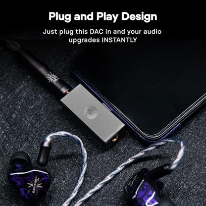 Linsoul Kiwi Ears Allegro Mini Portable IEM DAC, in Ear Monitor Amplifier, USB C to 3.5/4.4mm Output, with Custom Chip, High Resolution 32bit/384kHz, HiFi Earbuds Amp for Phone/PC (Titanium) - color: Titanium