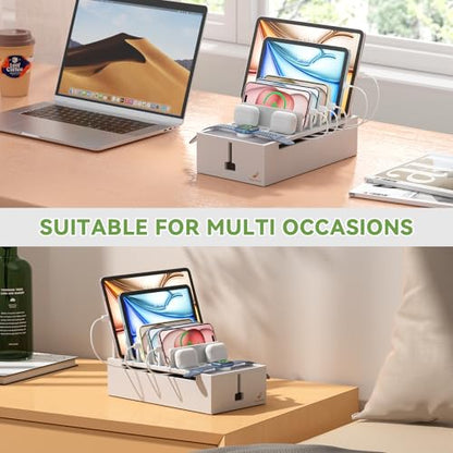 Pezin & Hulin Charger Station Organizer, No Power Charging Supply-White - color: White
