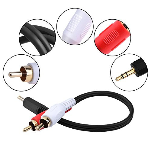 EBOOT 2 Pack 3.5mm Aux Cable 6 Inch Male Stereo Audio Cord Y Cable Adapter for Connects Smartphone, Tablet, HDTV