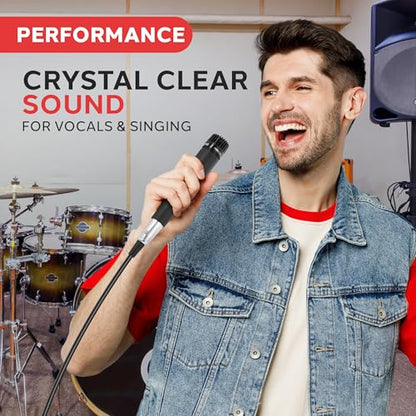 PylePro Dynamic Handheld Microphone, Professional Moving Coil Mic with Built-in Pop Filter, Wide Frequency Response, High Signal Output, Rugged Design, Low Noise Circuitry, 15' ft. XLR Cable Included - style: 1-Pack