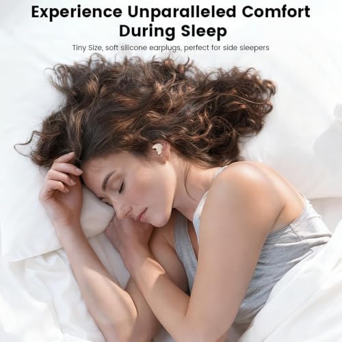 2-Pack Sleep Earbuds for Sleeping, Noise Cancelling Bluetooth Headphones for Side Sleepers with Charging Case, Small Mini Invisible Wireless Ear Buds for Small Ear Canals - color: Beige