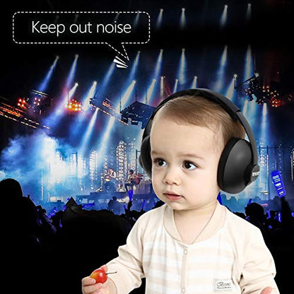 BBTKCARE Baby Headphones Noise Cancelling Headphones for Babies for 3 Months to 3 Years (Black) - color: Black