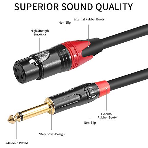 XLR Female to Dual 1/4 inch Y Splitter Cable,Female XLR to Double 6.35mm Mono TS Plug Mic Audio Converter Adapter Cord - 3.3 feet - size: 3.3 Feet