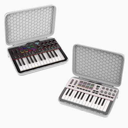 GEEKRIA Audio Interface Carrying Case, Compatible with Akai Professional MPK Mini IV, EVA Hard Shell Portable Travel Bag (Light Gray) - color: Light Grey