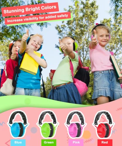ZOHAN 032 Kids Noise Cancelling Headphones - 25dB NRR Kids Ear Protection, Hearing Protection Safety Ear Muffs for School Monster Truck Fireworks Traveling Studying Concerts Autism - Red - color: Red