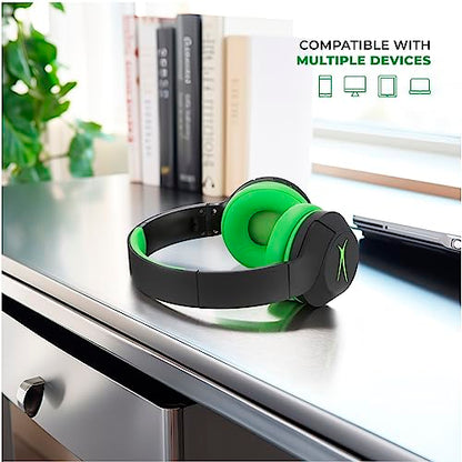 Altec Lansing Kid Safe Noise Cancelling Wireless Headphones 15H Battery, 85dB Volume Limit, Foldable Design Powerful Sound, Active Noise Cancellation Perfect for Kids Ages 7+ (Blackout Green) - color: Blackout Funky Green