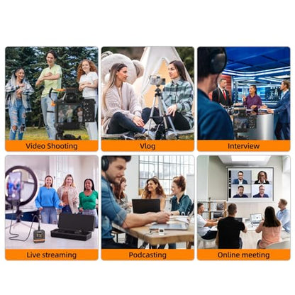 COMICA Vimo Q Four-Channel Mini Wireless Lavalier Microphone System | with 4 Transmitters and 1 Receiver 1 Charging Case for Phone Video Recording Interview Youtubers Vloggers
