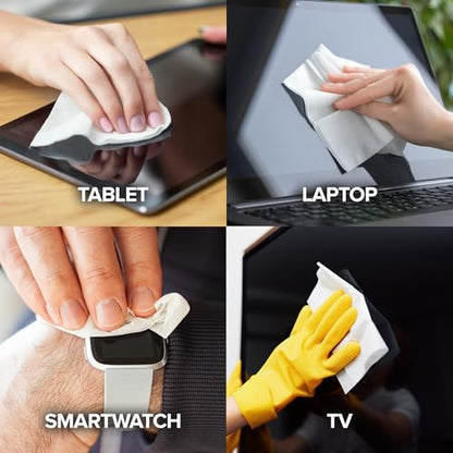 Electronic Screen Cleaner Wipes (80 Count, 2 Pack), Streak Free Pre-Moistened Wipes for Cleaning TVs, Laptops, Phones, Watches, Glasses, Cameras and Computer Screens