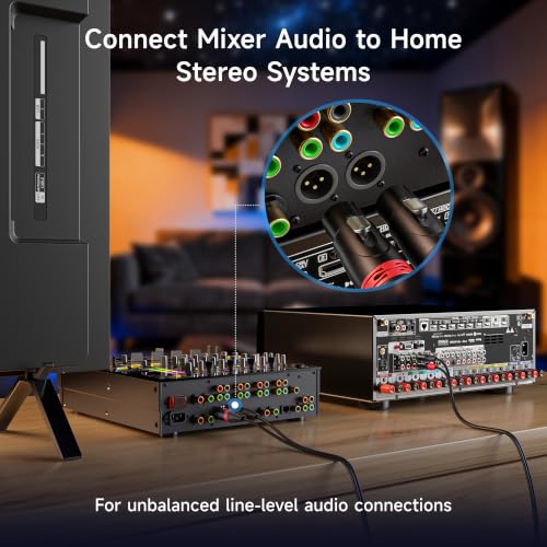 Cable Matters Dual XLR to RCA Cable, Dual Female XLR to RCA, 6ft | Unbalanced Stereo Interconnect, Oxygen-Free Copper, Braided Shielding, Gold-Plated RCA Connectors - size: 6 Feet