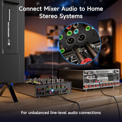 Cable Matters Dual XLR to RCA Cable, Dual Female XLR to RCA, 6ft | Unbalanced Stereo Interconnect, Oxygen-Free Copper, Braided Shielding, Gold-Plated RCA Connectors - size: 6 Feet