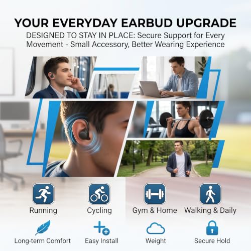 Adjustable Ear Hooks 2 Pairs Compatible with JBL Tune Buds, Clip On Earbud Hooks, Anti-Drop Secure Fit for Running, Gym, Workout, Cycling, Lightweight Earbuds Accessories