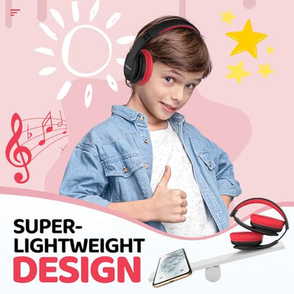 JoySpark Kids Bluetooth Headphones Over-Ear, 60Hrs, Built-in Mic-Black - color: Black