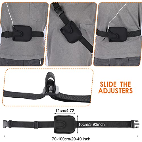 Zhehao 3 Pack Mic Belt with Pouch for Fitness Instructor, Black | Neoprene, Adjustable Detachable, Anti Dropping Strap, Sweat Absorbent Belt, for Teachers Performers