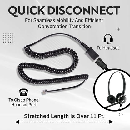 INNOTALK - Cisco Phone Headset, Pro Binaural Wired Headset with Microphone + Quick Disconnect Headset Adapter, Wired Headphones, Works for Most Cisco Phones, Cost Effective Corded Headset - size: Pro-Binaural