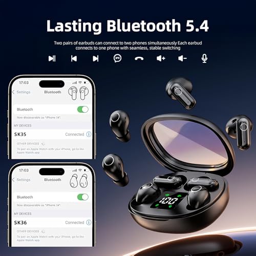 Mini Wireless Sleep Earbuds for Small Ears – Invisible, Low Profile Sleep & Work Earbuds, Tiny Discreet in-Ear Headphones, Discreet in-Ear Earphones for Small Ear Canals (Black) - color: Black