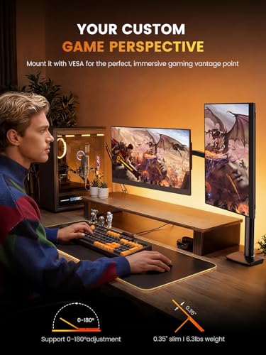 UPERFECT Portable Gaming Monitor 144Hz 2.5K, 16” 0.1ms 100% DCI-P3 QLED | 400 Nits, FreeSync Monitor, USB-C & MINI HDMI, VESA & Case, Travel Second Screen for Laptop, PC, Computer, Game Consoles - size: 16"